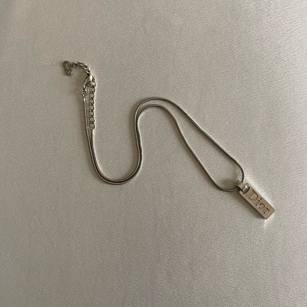 Dior Silver Necklace With Logo Pendant 225$